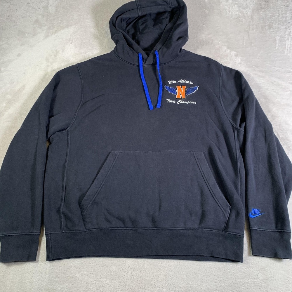 Nike Hoodie Mens Large Black Swoosh High School Athletics Team Champs Sweatshirt